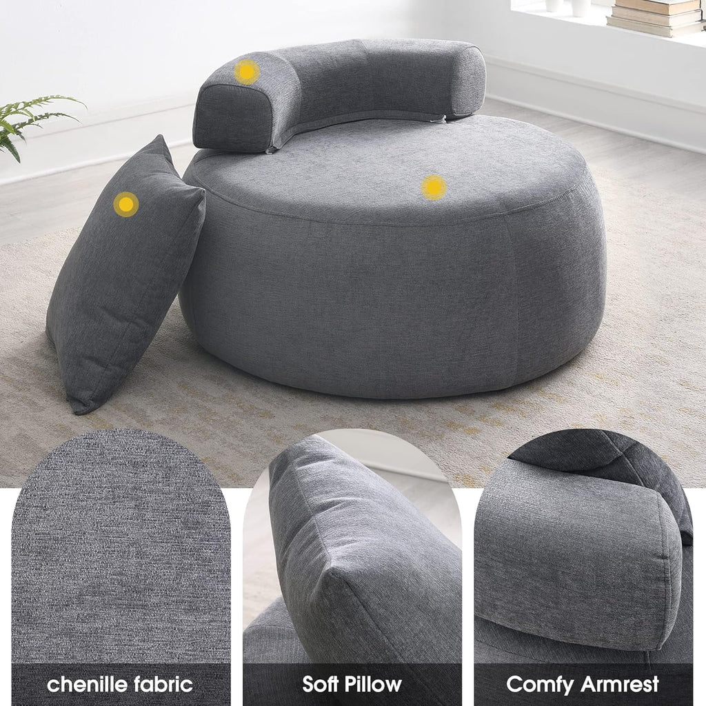 Light Gray Accent Barrel Chair with Pillow Z179758