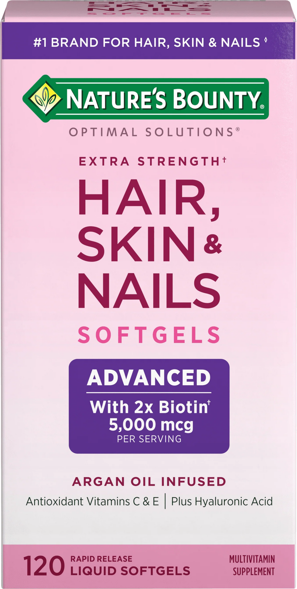 Hair, Skin and Nail Biotin & Vitamins A, C, & E Softgels, 120 Ct N806