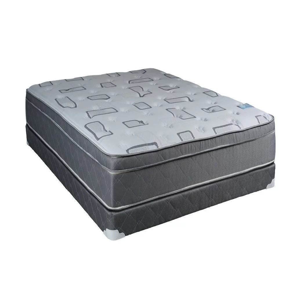 Queen Innerspring Plush PillowTop Mattress Set with Bed Frame L234