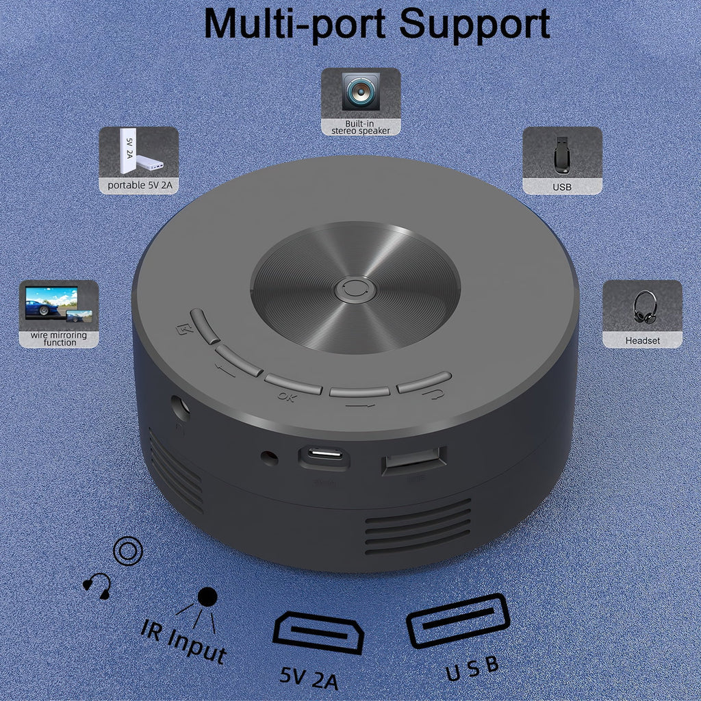 Portable Mini Projector with Remote Control Built-in Speaker W57799