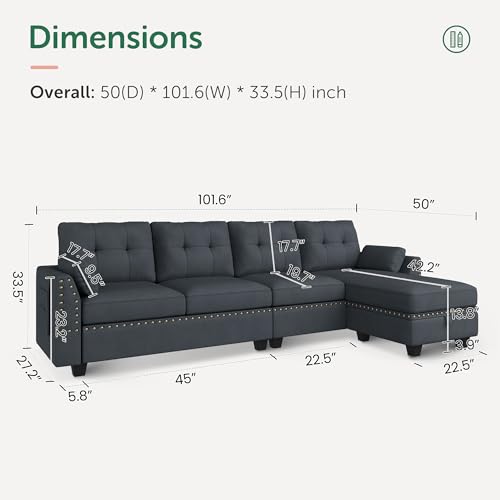Bluish Grey Reversible Sectional Sofa L381