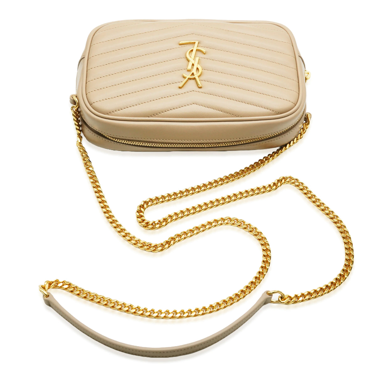 Beige Chevron Calfskin Mini Camera Bag Q671526