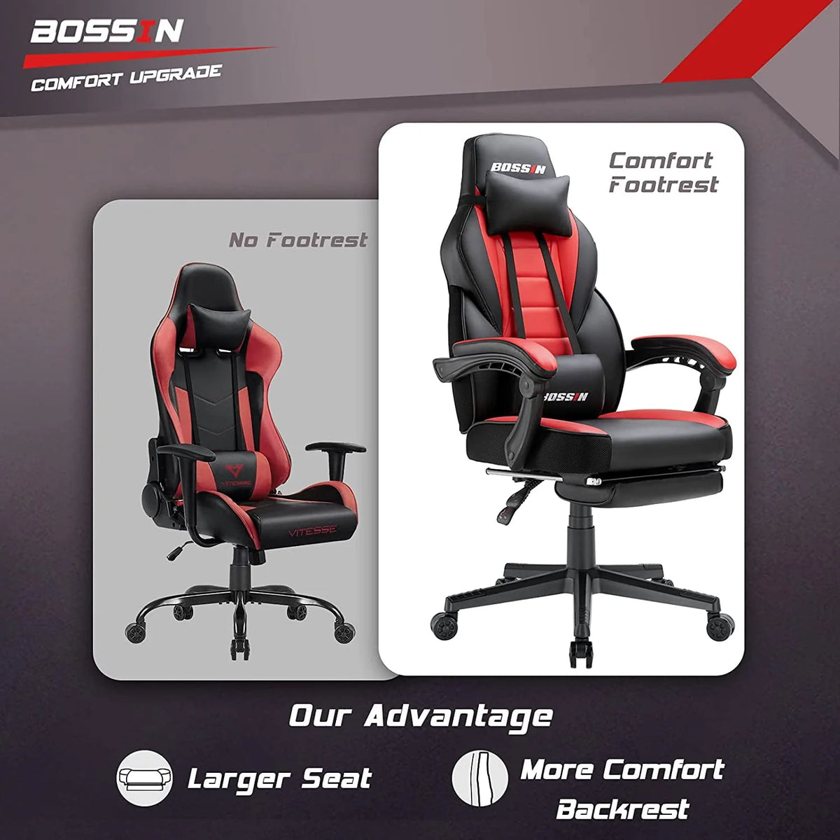 Gaming Chair with Footrest and Lumbar Support V9769