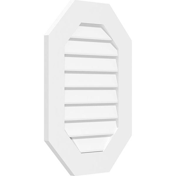 12x22W x 32x22H Vertical Elongated Octagon Surface Mount PVC Gable Vent O385