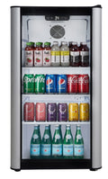 Glass Door Display Refrigerator 3.1 cu ft Beverage Cooler Silver W83993