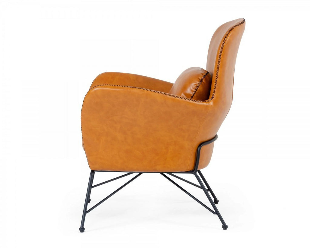 Brown Faux Leather Accent Chair V7315
