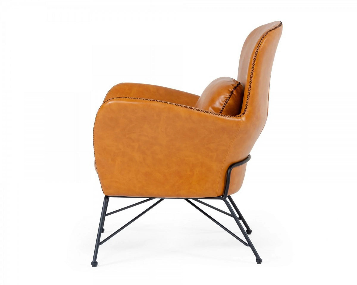 Brown Faux Leather Accent Chair V7315
