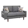 Dark Gray Woven Fabric Loveseat with USB Charging Ports O245551