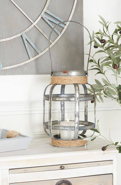 Metal Glass Rope Candle Lantern I7358