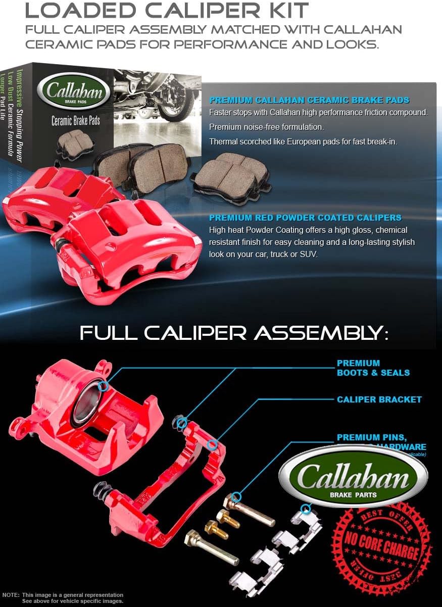 Rear Caliper Assembly Set + Ceramic Brake Pads Kit E2217