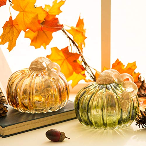 Set of 3 Multi Striped Glass Pumpkins S11191