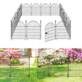 Black 32 in 16 Panels Rustproof Metal Wire Garden Fence Animal Barrier with Gate M552
