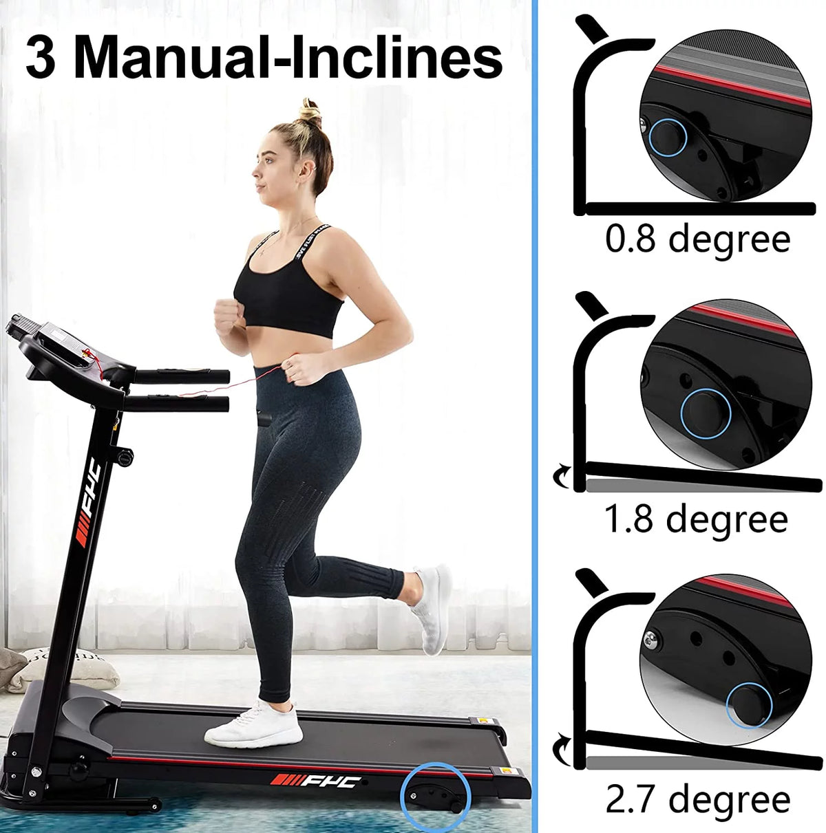 Folding Portable Treadmill with Phone Holder Black Y7902
