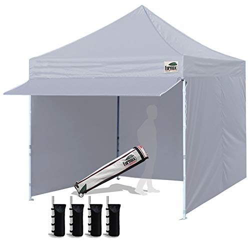 10 x 10 Pop up Canopy Tent with 4 Removable Sidewalls and Roller Bag White Q202159