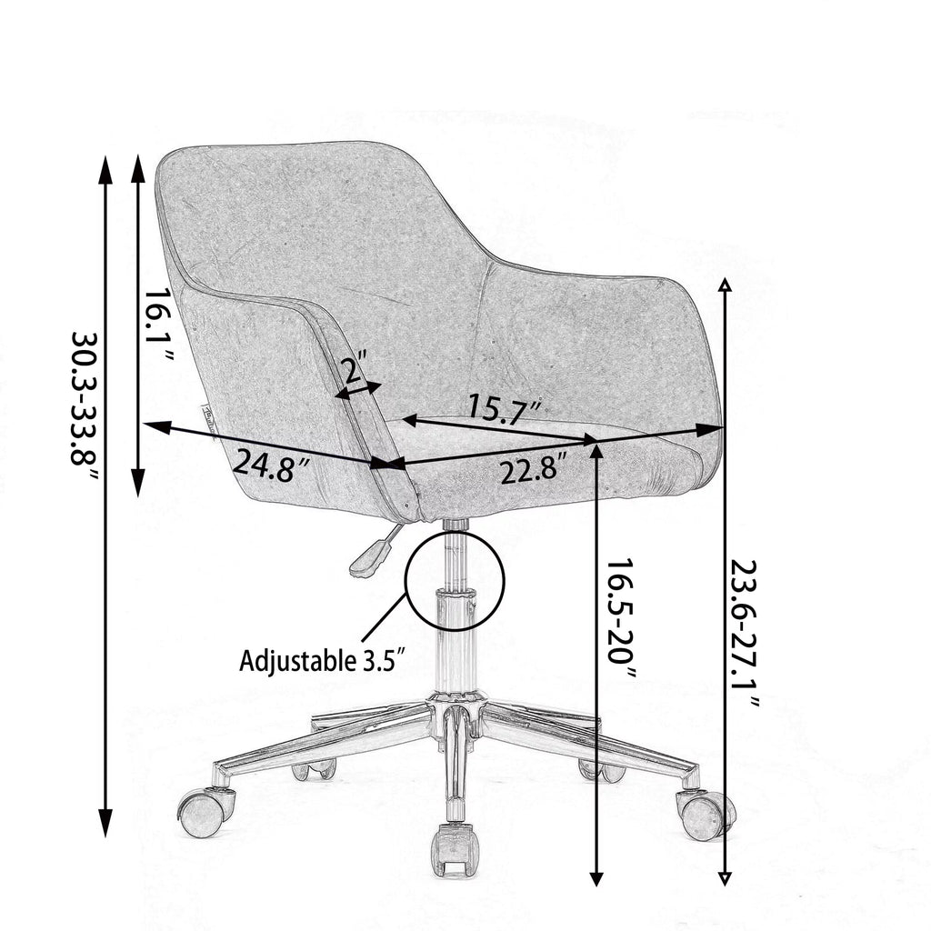 White Teddy Fabric Adjustable Height Office Chair Y150