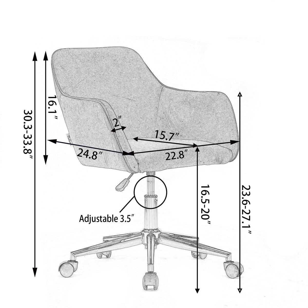 White Teddy Fabric Adjustable Height Office Chair Y150