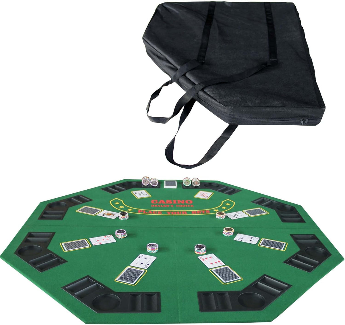 Folding Octagon Poker Table Top with Carrying Bag P46786
