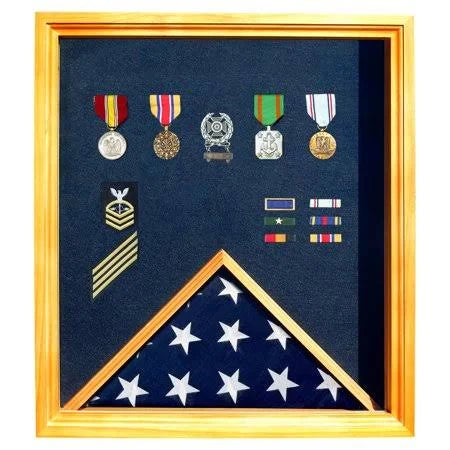 Oak Medal and Flag Display Case N929597