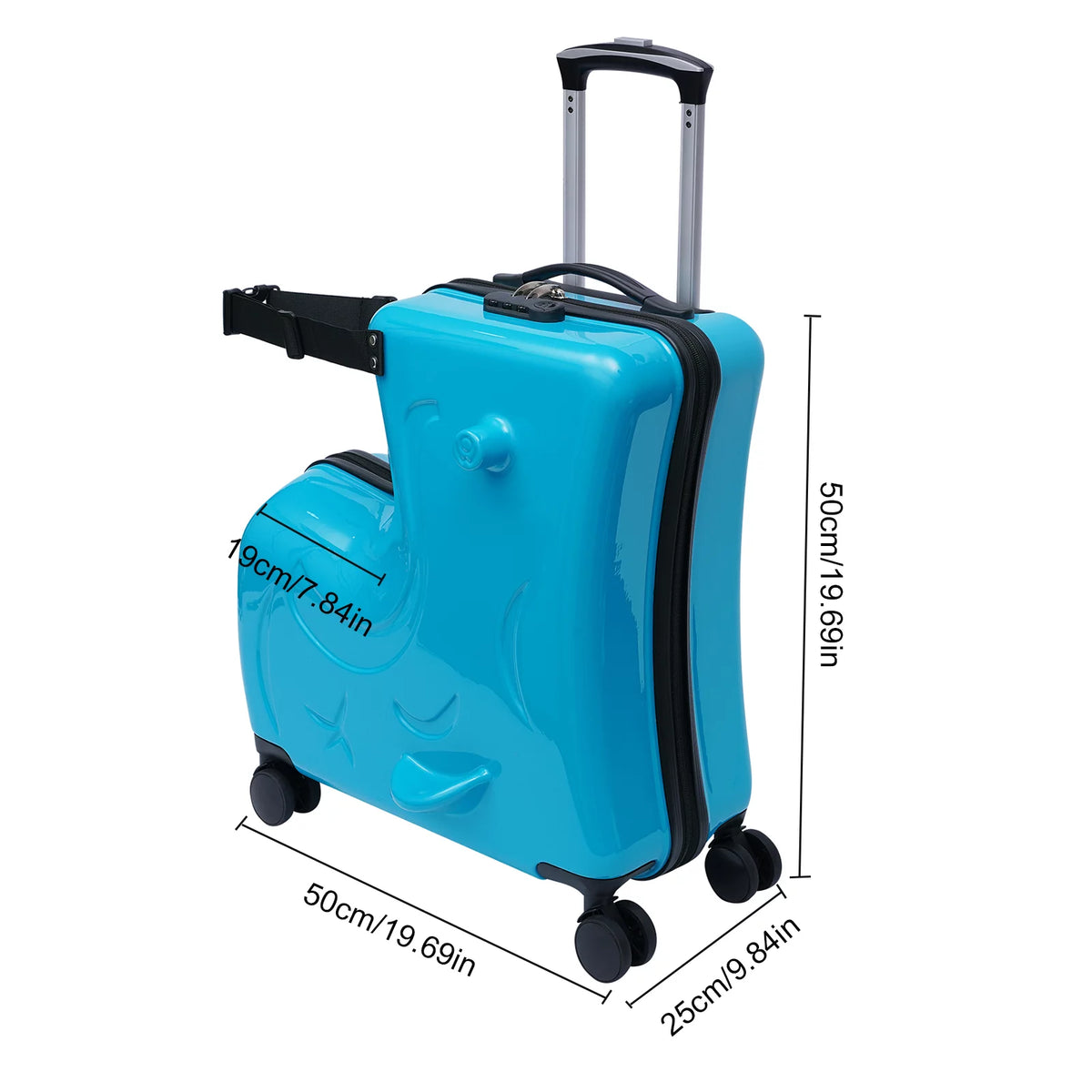 20" Kids Ride On Hard Luggage Suitcase Blue B324