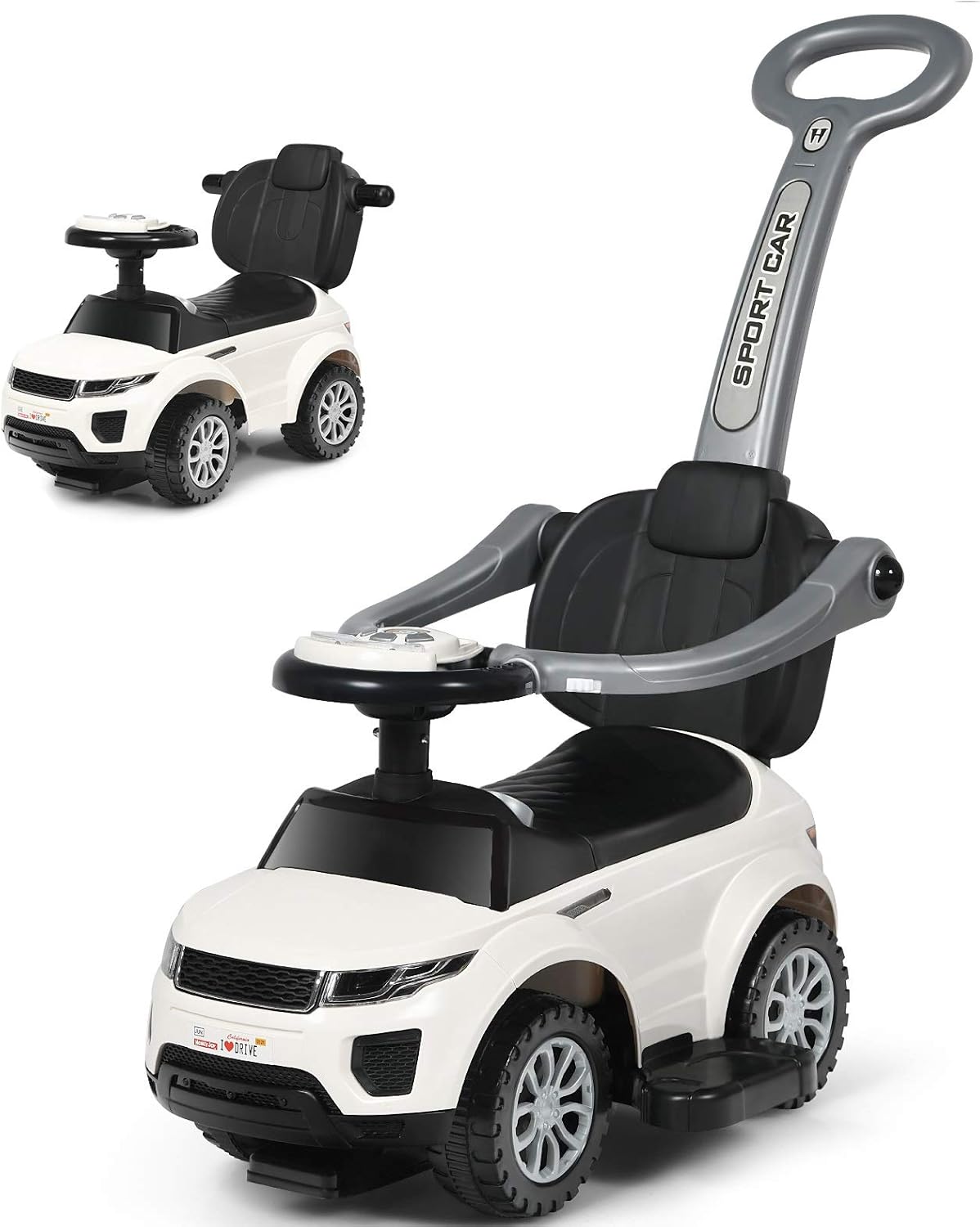 3 in 1 Ride on Push Car with Horn Music Light Pink N801