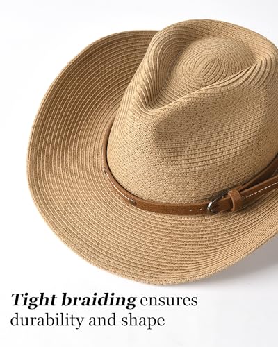 Straw Cowboy Sun Hats with Wind Lanyard UPF 80+ K51511