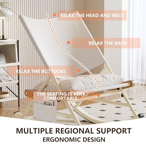 Folding Outdoor Rocker Chair with Side Pocket Carry Bag White E519840