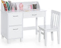 Kids Wooden Desk and Chair Set with Drawer & Storage Cabinets R35075