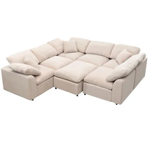 7-Seater Oversized Modular Chenille Sectional Sofa with Ottoman U869427
