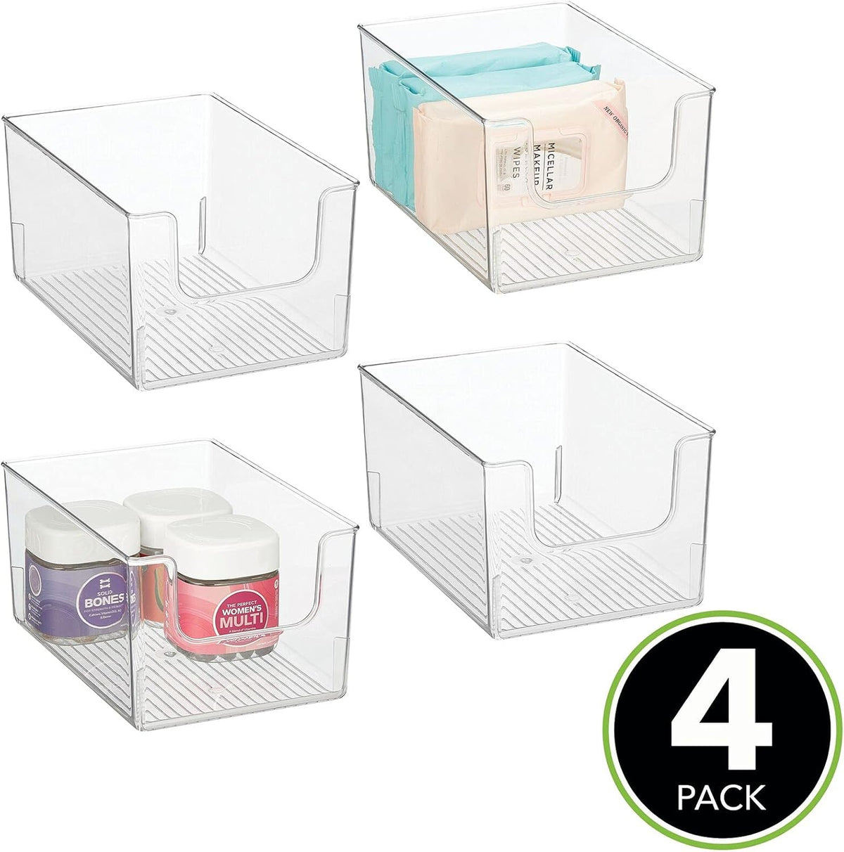 Clear 8 Pack Plastic Open Front Storage Organizer Basket Bin A25319