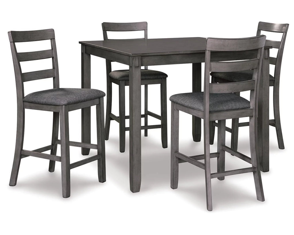 Counter Height Dining Table and Bar Stools Set of 5 Gray S39333