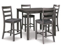 Counter Height Dining Table and Bar Stools Set of 5 Gray S39333