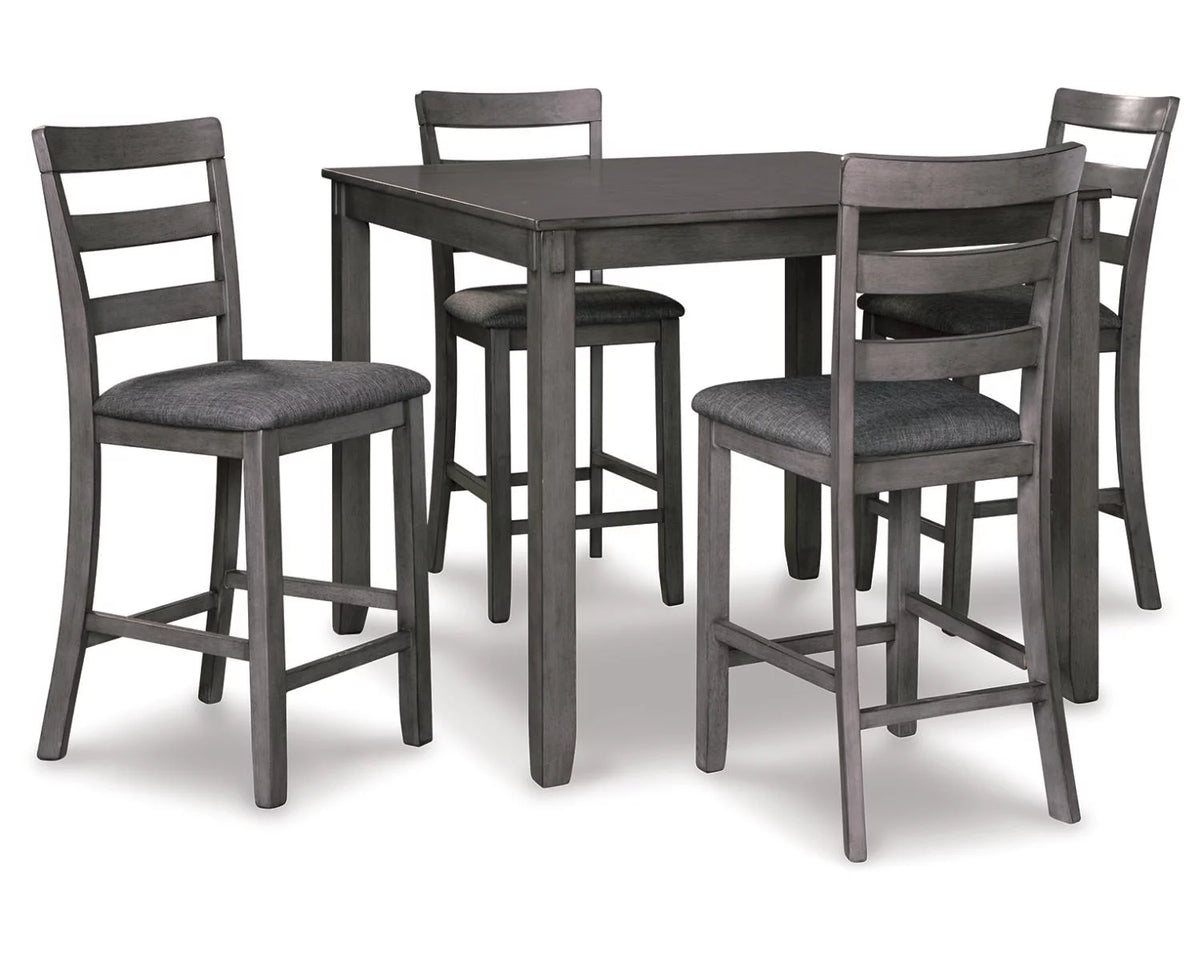 Counter Height Dining Table and Bar Stools Set of 5 Gray S39333