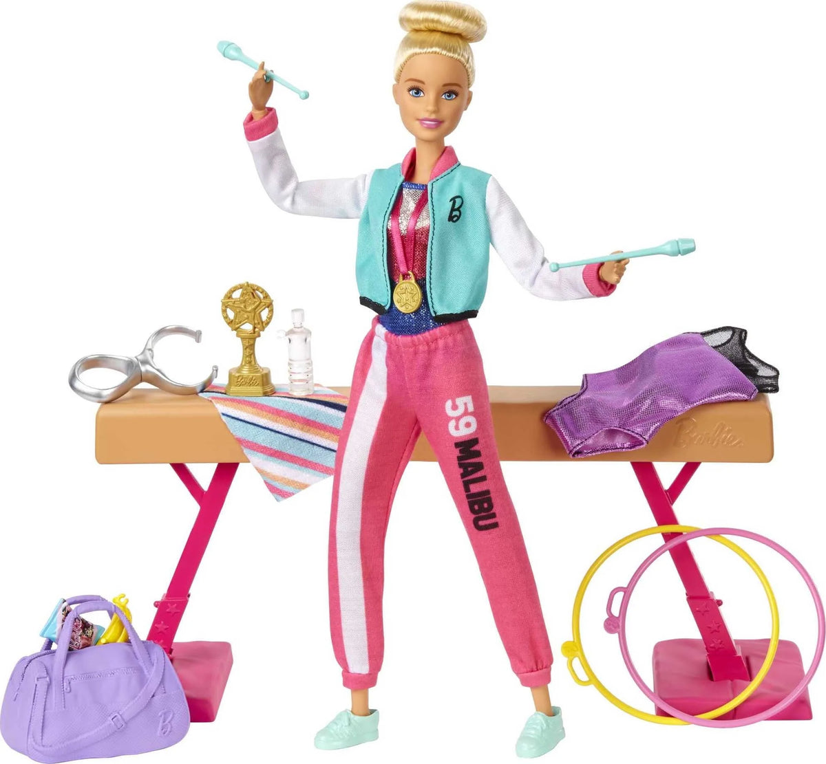 Blonde Doll Gymnastics Playset with Balance Beam T262957