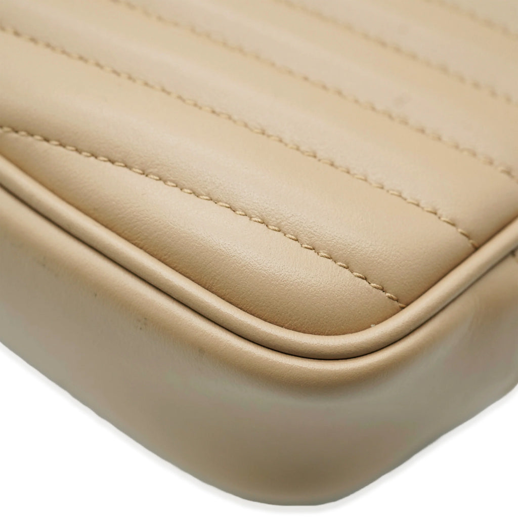 Beige Chevron Calfskin Mini Camera Bag Q671526