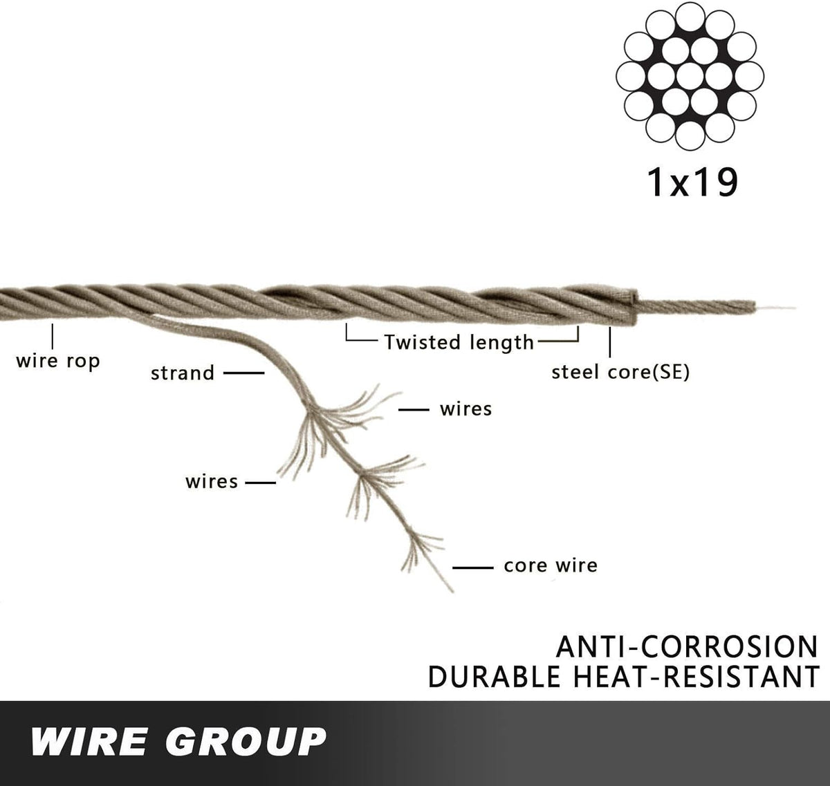 500FT 1/8 T316 Stainless Steel Cable Z971