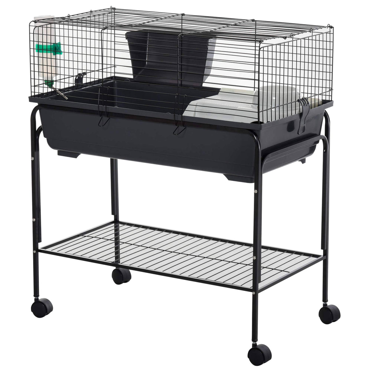 Small Animal Cage Rolling Rabbit Hutch with Detachable Stand H951548