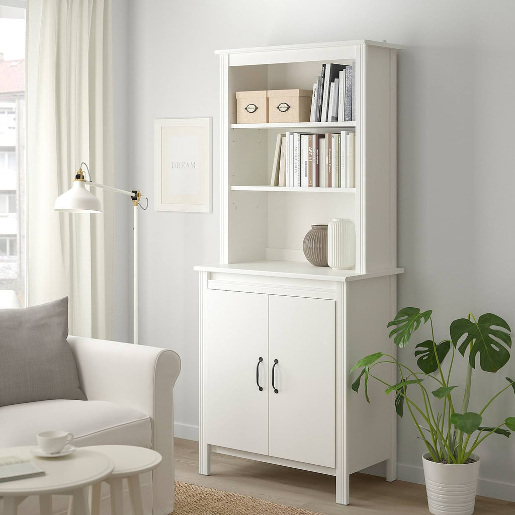 White High Cabinet with Doors N1095