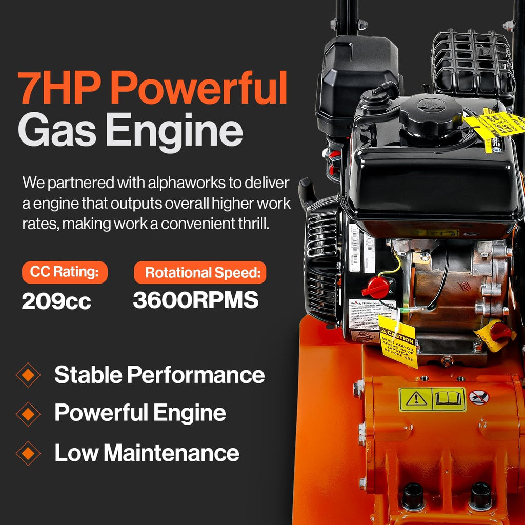 7 HP Gas Plate Compactor Rammer 4200 Pounds 20 × 15 Inch I9711