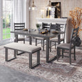Solid Wood Dining Room Set with Table Chairs and Bench A6081