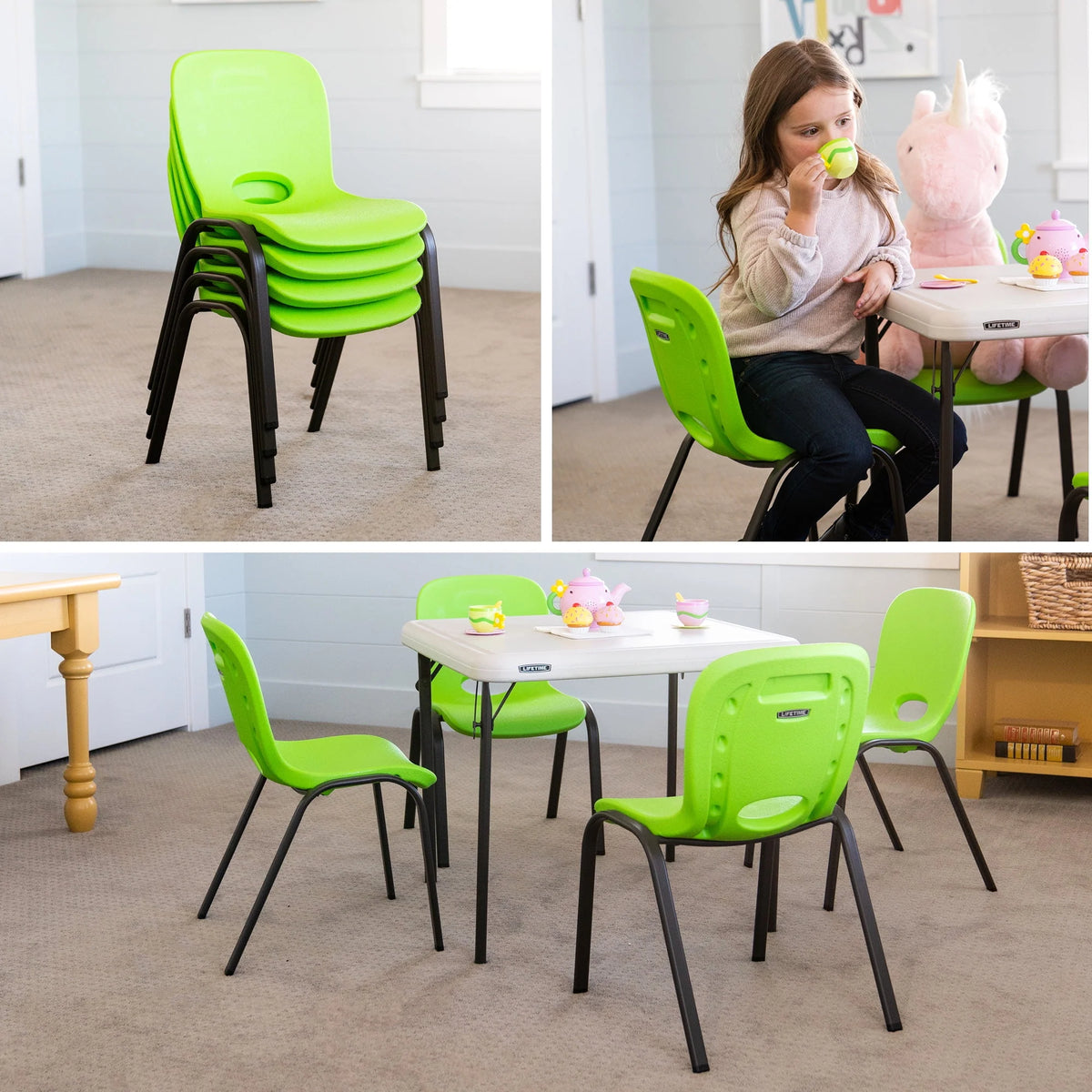 Lime Green Stacking Chairs 4 Pack G36258