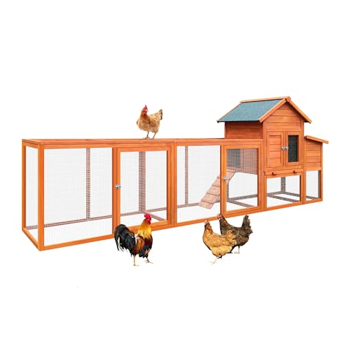 Large Wooden Chicken Coop with Run and Nesting Box J943016