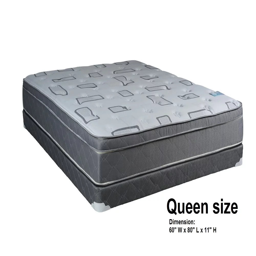 Queen Innerspring Plush PillowTop Mattress Set with Bed Frame L234