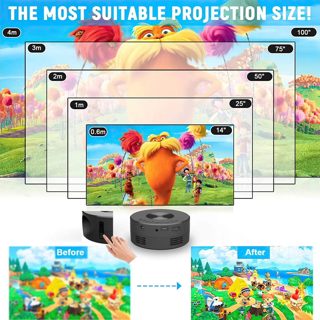 Portable Mini Projector with Remote Control Built-in Speaker W57799