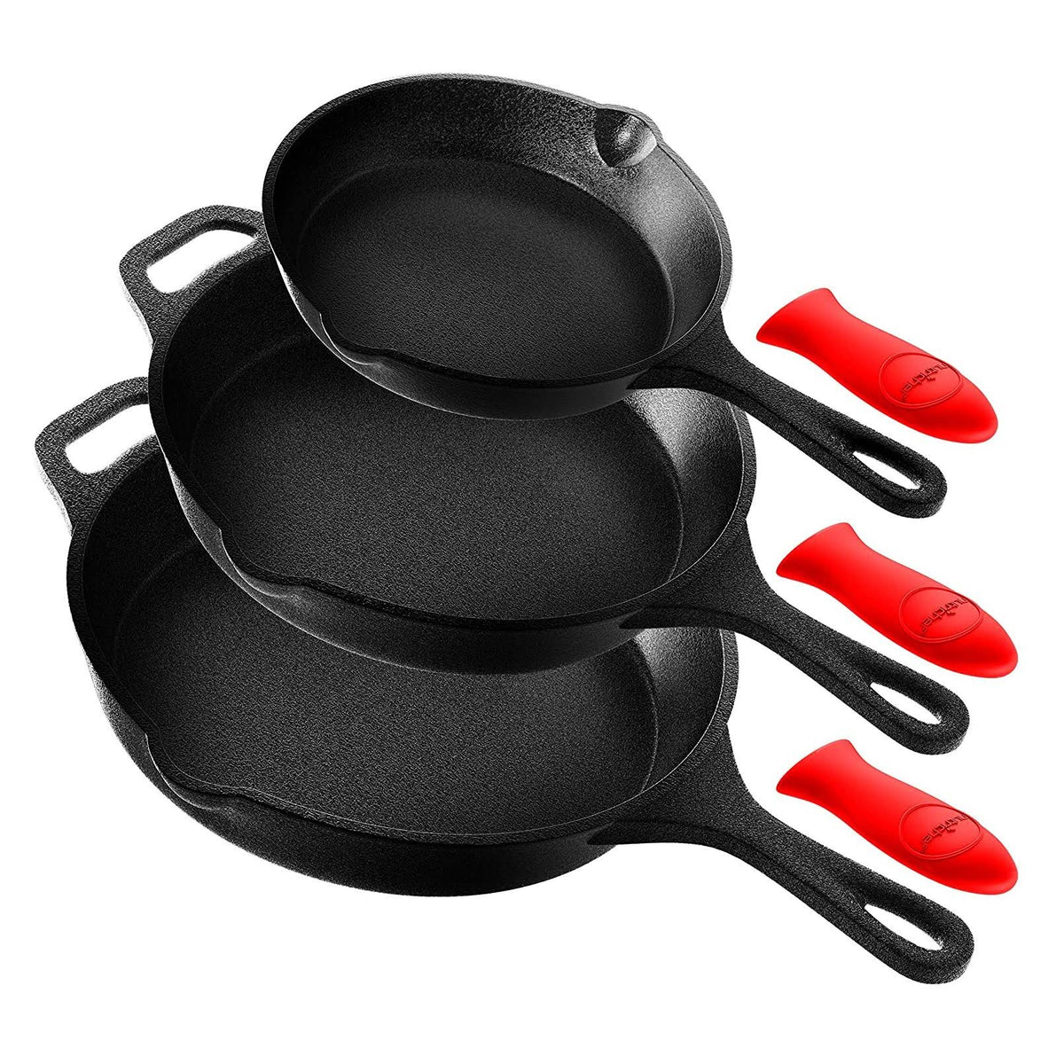 3 Piece Non Stick Cast Iron Skillet Fry Pan Set K6157