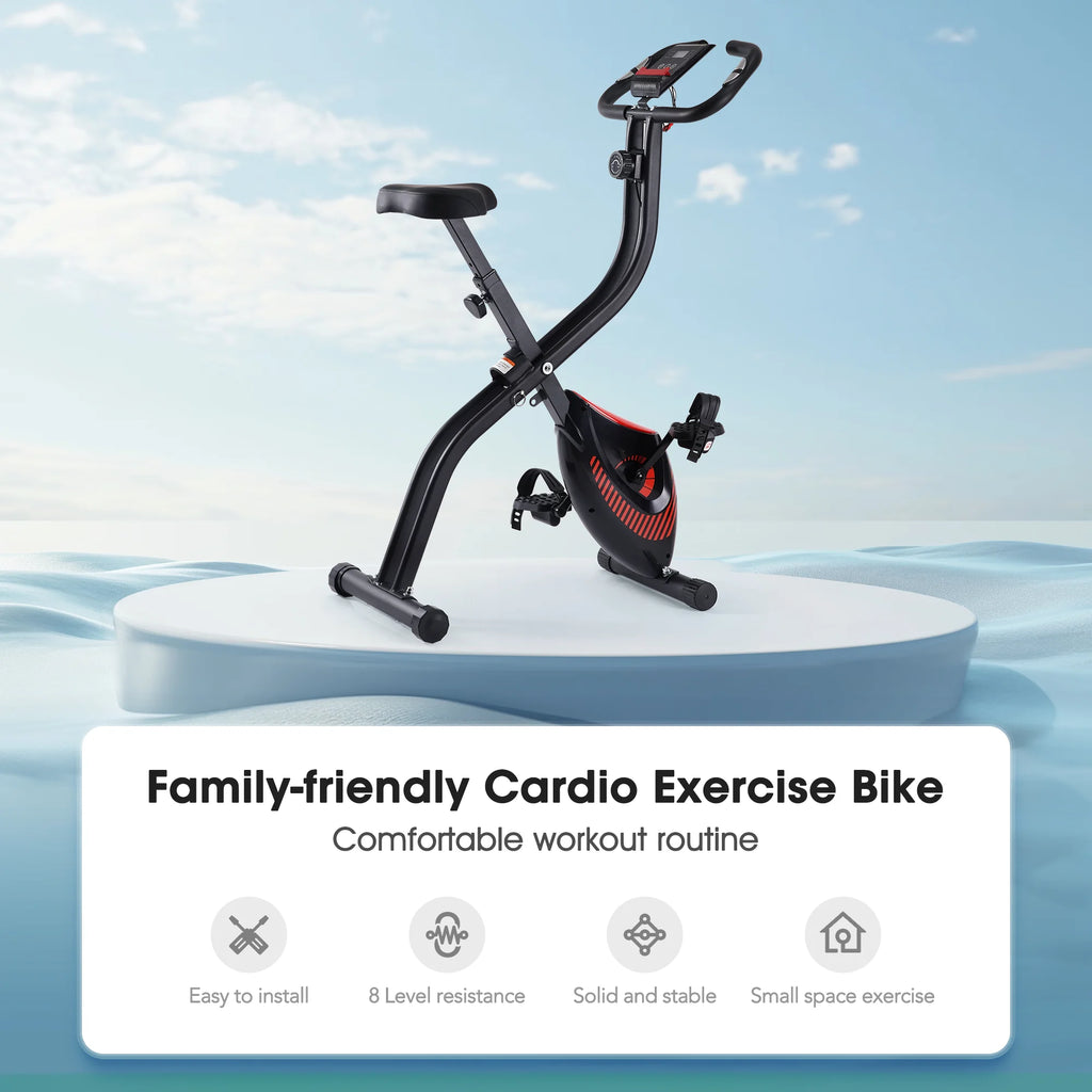 Folding Stationary Exercise Bike with LCD Monitor L703