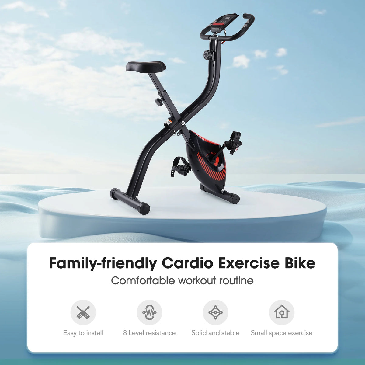 Folding Stationary Exercise Bike with LCD Monitor L703