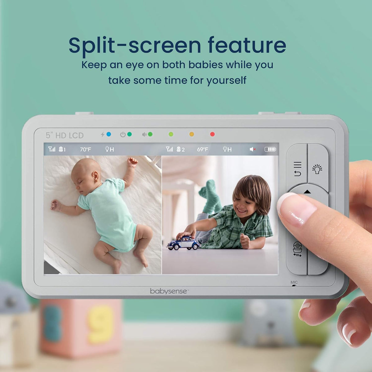 5 HD Split-Screen Baby Monitor with 2 Cameras R3689