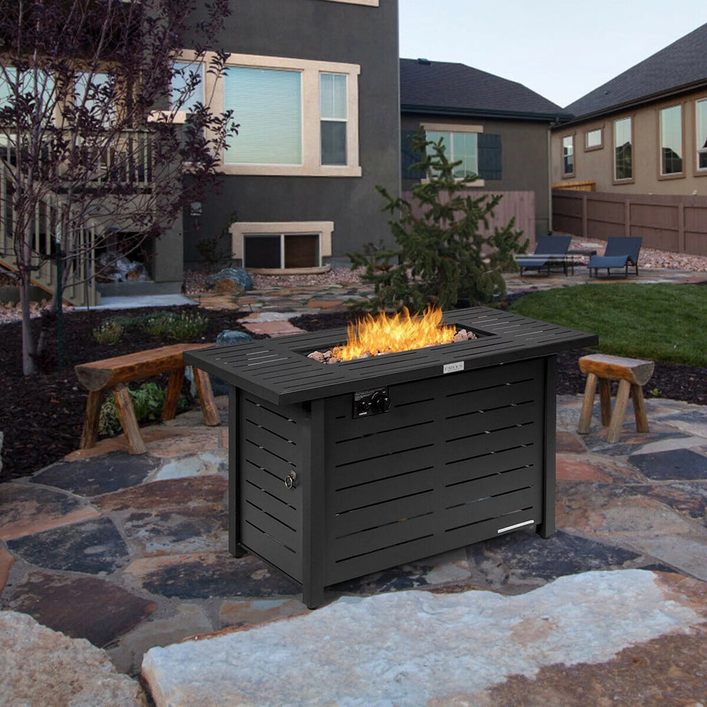 42'' Rectangular Propane Gas Fire Pit Outdoor Table with Cover P442891