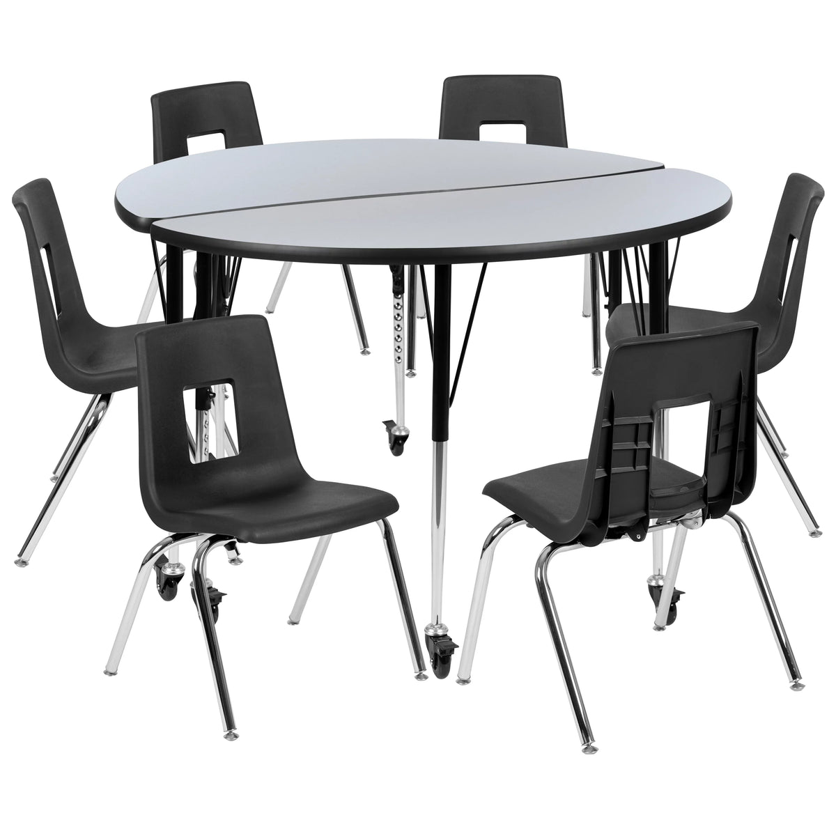 Grey Black Laminate Activity Table Set with Stack Chairs S3243