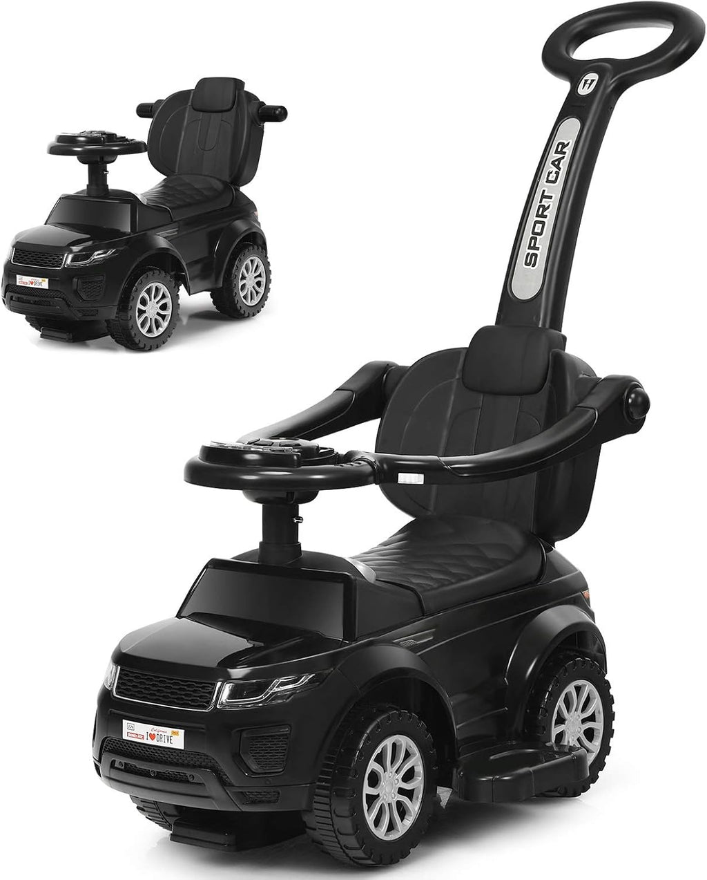 3 in 1 Ride on Push Car with Horn Music Light Pink N801